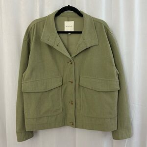 Avec Les Filles Sage Green Relaxed Oversized Corduroy Jacket Womens Size Large